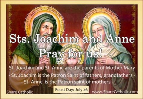 Sts. Joachim and Anne (Feast Day – July 26)