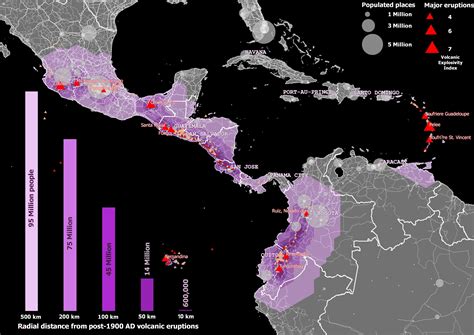 Population, infrastructure and volcanoes in Central America | Geokincern