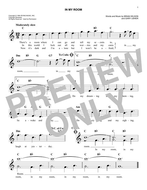 The Beach Boys - In My Room sheet music