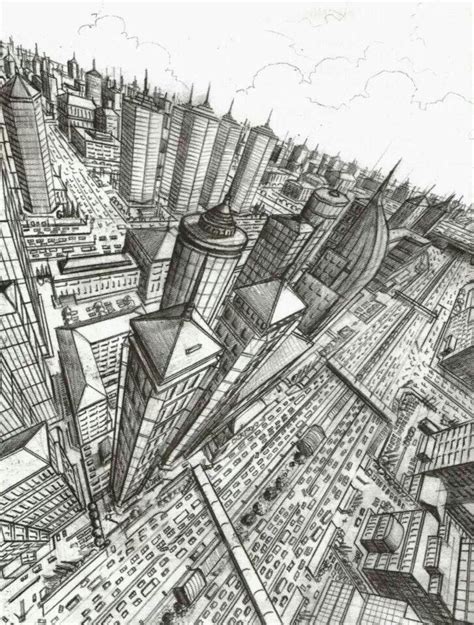 3 point perspective | City drawing, Perspective art, Perspective drawing