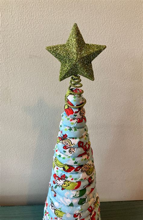 Grinch Decorations Christmas Fabric Wrapped and Coiled Small Tabletop Christmas Tree - Etsy