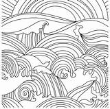 Blank Ocean Waves Coloring Pages sketch template
