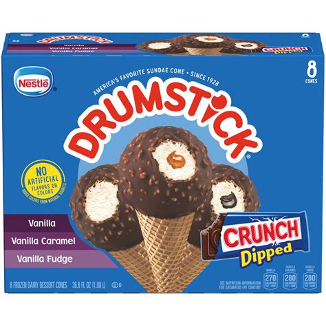 Nestlé Drumstick Crunched Dipped Frozen Dairy Dessert Cones, 8 count ...