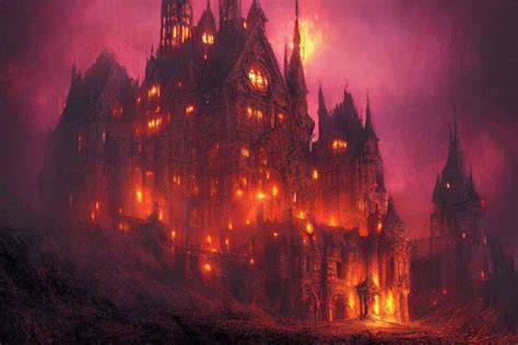 Ornate Castle made of Fire, atmospheric, digital art, | Stable ...