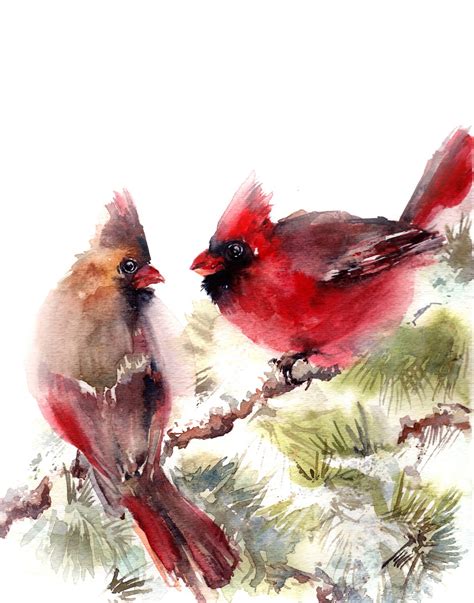 Cardinal birds fine art print Northern Cardinals Couple