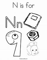 Free Coloring Page Things That Start With N Download  sketch template