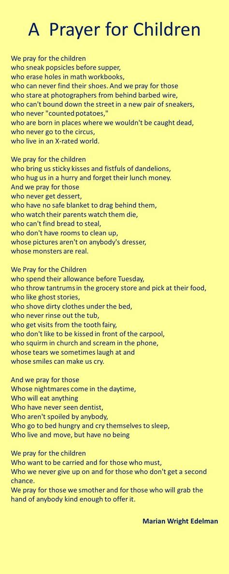 Wednesday's Child - A Prayer for Children - Marian Wright Edelman # ...