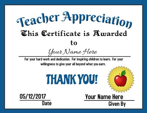 Teacher Appreciation Award Template | PosterMyWall