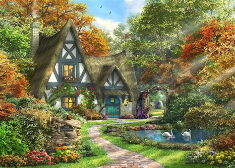 The Autumn Cottage Drawing by Dominic Davison - Fine Art America