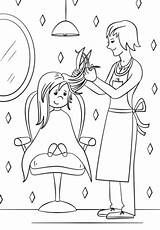 Hair Stylist Coloring Page Pages sketch template