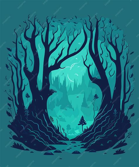 Premium Vector | A vector digital art of dead forest illustration ...