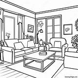 Bright Living Room Coloring Page  Pagescom sketch template