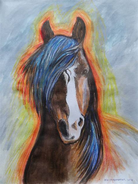 Horse orange, watercolor . Painting by Agnieszka Praxmayer | Saatchi Art