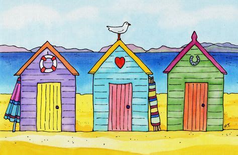 62 Beach Huts ideas | beach art, beach huts art, beach illustration