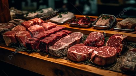 Fondo Diferentes Cortes De Carne En Exhibición En Una Carnicería Fondo ...