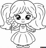 Easy Little Girl Coloring Page  Drawing Guides sketch template