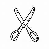 Hand Drawn Doodle scissors Icon Vector Sketch illustration Of Black  sketch template