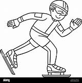 Speed Skating Male Sprinting Isolated Coloring Stock Vector Image & Art  sketch template