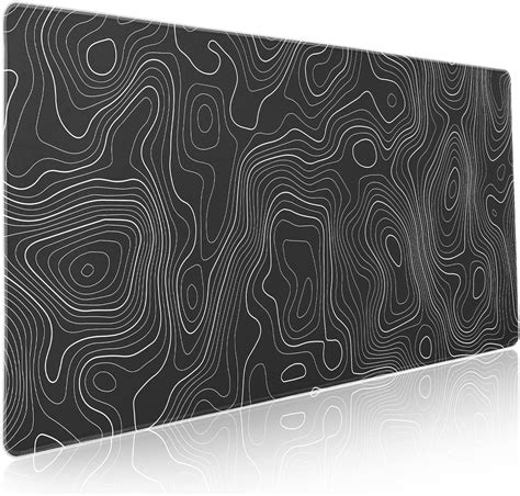 Topographic Map Large Mouse Pad XXL Black Lines Contour Geographic Extended Large Desk Mat Big ...