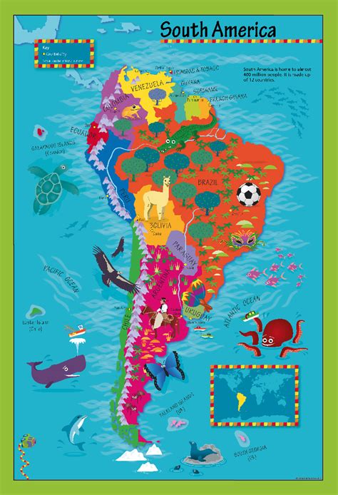 Children's Picture South America Map - Large - Cosmographics Ltd