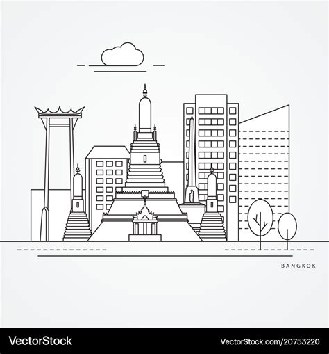 Linear of bangkok thailand Royalty Free Vector Image