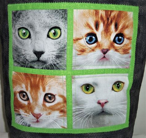 Cats Portrait Tote Black Knitting Bag Applique Tote Quilted - Etsy