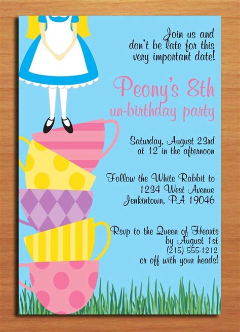 Alice in Wonderland / Teacup Tower UnBirthday Party Invitation Cards PRINTABLE… | Wonderland ...