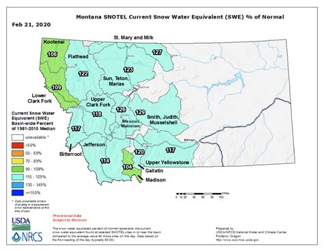 MT Snotel SWE % of Normal _ February 21 2020 - Missoula Avalanche