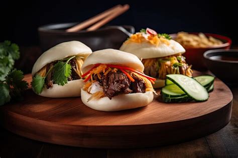 Premium AI Image | Bao buns with traditional asian fillings steamed bun ...