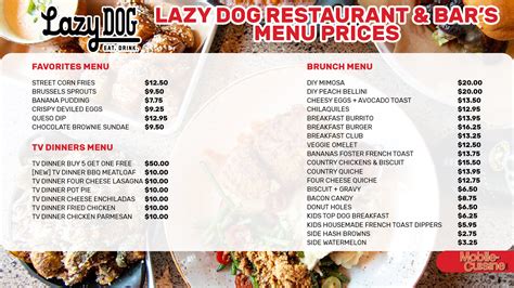 Lazy Dog Restaurant & Bar Menu Prices + Specials (2024)