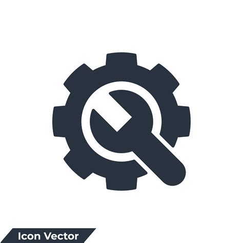 Gear and Wrench icon logo vector illustration. Service tool symbol template for graphic and web ...