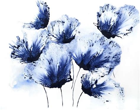 Original Art Watercolor Floral Painting Blue Flower Abstract Flowers (With images) | Blue flower ...