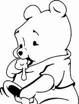 Baby Pooh Bear Eating Honey Coloring Page  Wecoloringpagecom sketch template