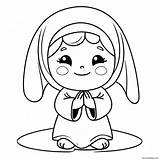 Cute Nun Praying Coloring Page 41424 32734 sketch template