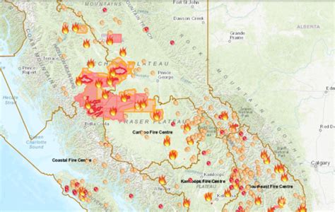 This interactive map shows the risk of wildfires across British Columbia
