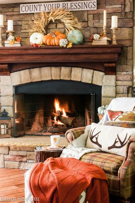 Golden Boys & Me | Fall fireplace, Fall fireplace decor, Fall mantel ...