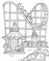 Carousel And Roller Coaster In Disney Parks Coloring Sheet  sketch template
