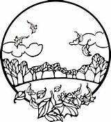 openclipart圖庫：Fall Scene Coloring Page sketch template