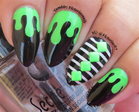 green slime drip nails / nail art | Nails, Punk nails, Halloween nails