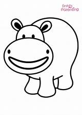 Cute Baby Hippo With Snorkel Coloring Page For Kids  FirstCry Parenting sketch template