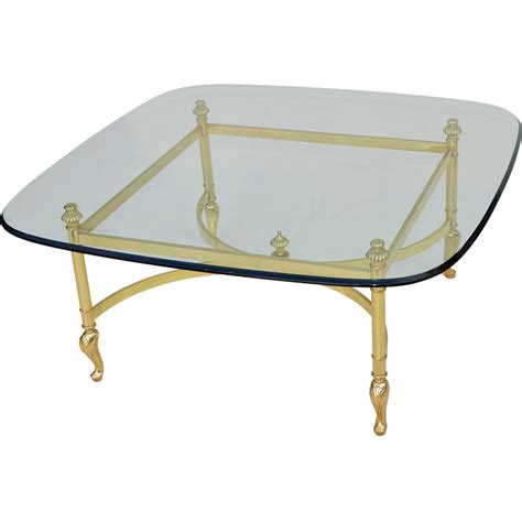 Italian Brass Glass Coffee Table from tolw on Ruby Lane