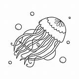 Cute Doodle sea jellyfish Coloring Page For Kids Vector Illustration  sketch template