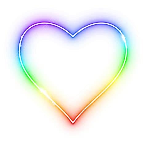 Neon Rainbow Heart Shape, Neon Heart, Heart, Love PNG and Vector with ...