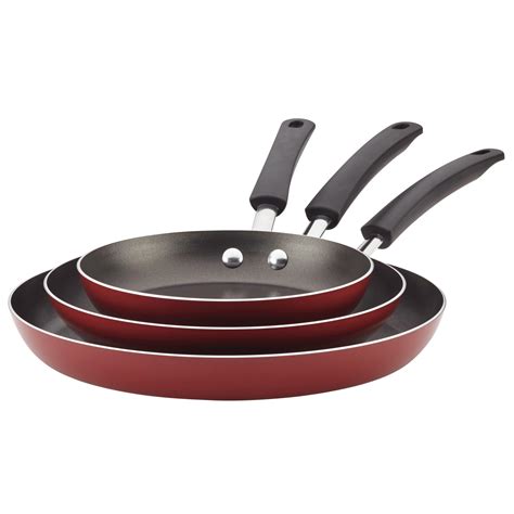 Farberware 3-Piece Easy Clean Aluminum Non-Stick Frying Pans/Fry Pans/Skillet Set, Red - Walmart ...