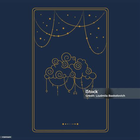 Tarot Aesthetic Golden Card With Cloud Occult Tarot Design For Oracle Card Covers Vector ...