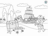 Pirate Finding Treasure Coloring Page  Hunt 4 Kids sketch template
