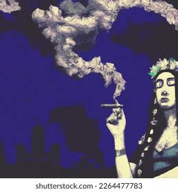 Woman Smoking Weed Art AI 생성 이미지 2264477783 | Shutterstock