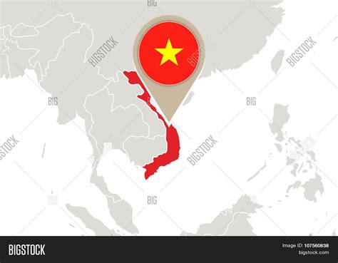 Vietnam On World Map Vector & Photo (Free Trial) | Bigstock