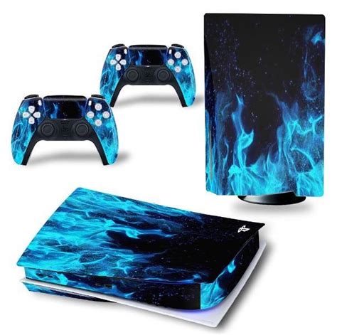 bol.com | PS5 skin Blue Flames - PS5 Disk| Playstation 5 sticker | 1 console en 2 controller...