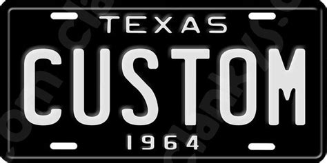 Custom Novelty Texas Black License Plate with Any Name or Year